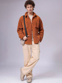 The Indian Garage Co Men Fleece Regular Fit Casual Winter Overshirt