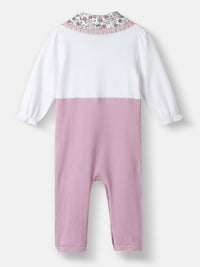 Nauti Nati Girls Cotton Textured Fabric Floral Embroidered Collared Jumpsuit