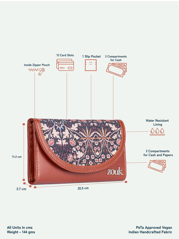 ZOUK Women Kashmir Blooms Kyra Flap Wallet