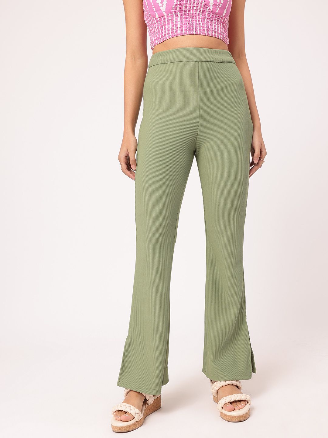 DressBerry Women Elegant Essence Self Striped Trousers