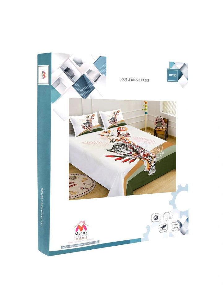 Myntra Elegant Homes White 400 TC Cadar Katil King dengan 2 Sarung Bantal