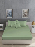 Myntra Elegant Homes Olive Green 400 TC Bedsheet with 2 Pillow Covers