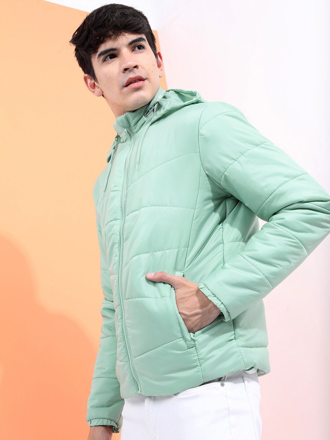 HIGHLANDER Men Sea Green Padded Jacket