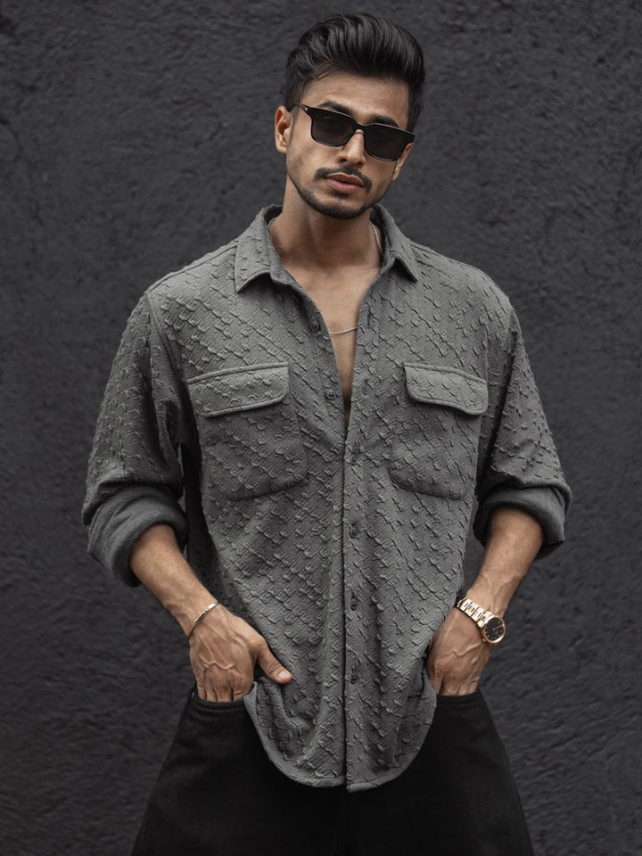 Powerlook Men Spread Collar Textured Regular Fit Casual Shirt