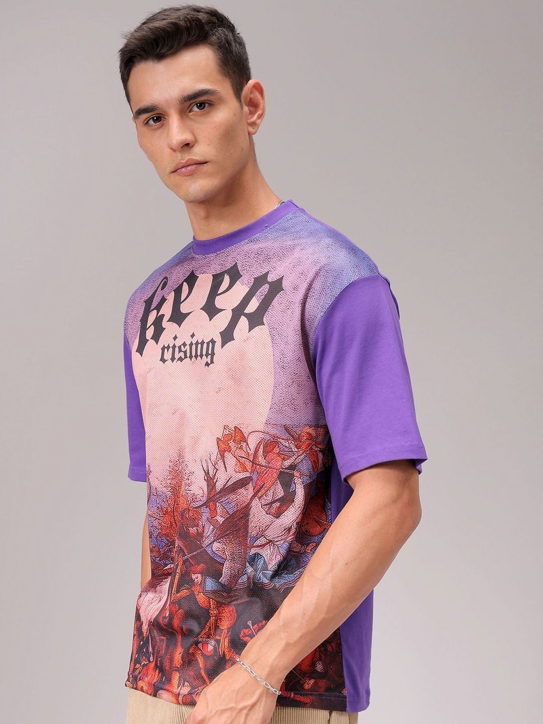 The Indian Garage Co Men Graphic Printed Round Neck Boxy T-shirt