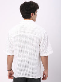 VASTRADO Oversized Classic Crochet Polo Collar Cotton T-Shirt