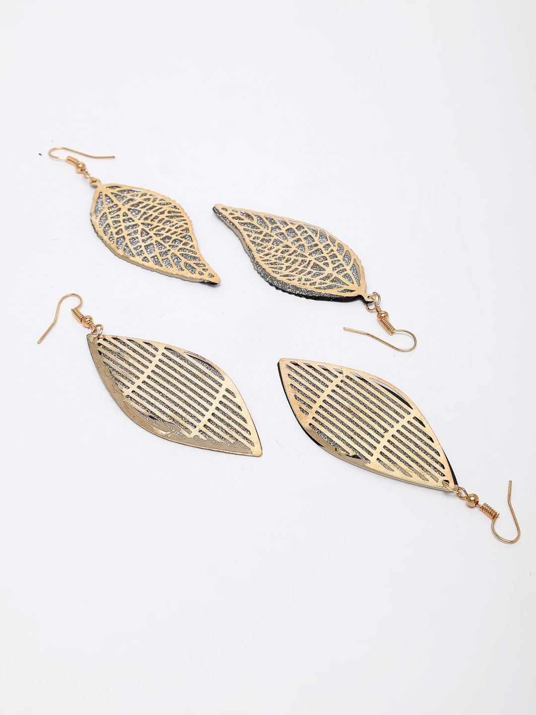 DressBerry Gold-Toned Leaf Shaped Drop Earrings