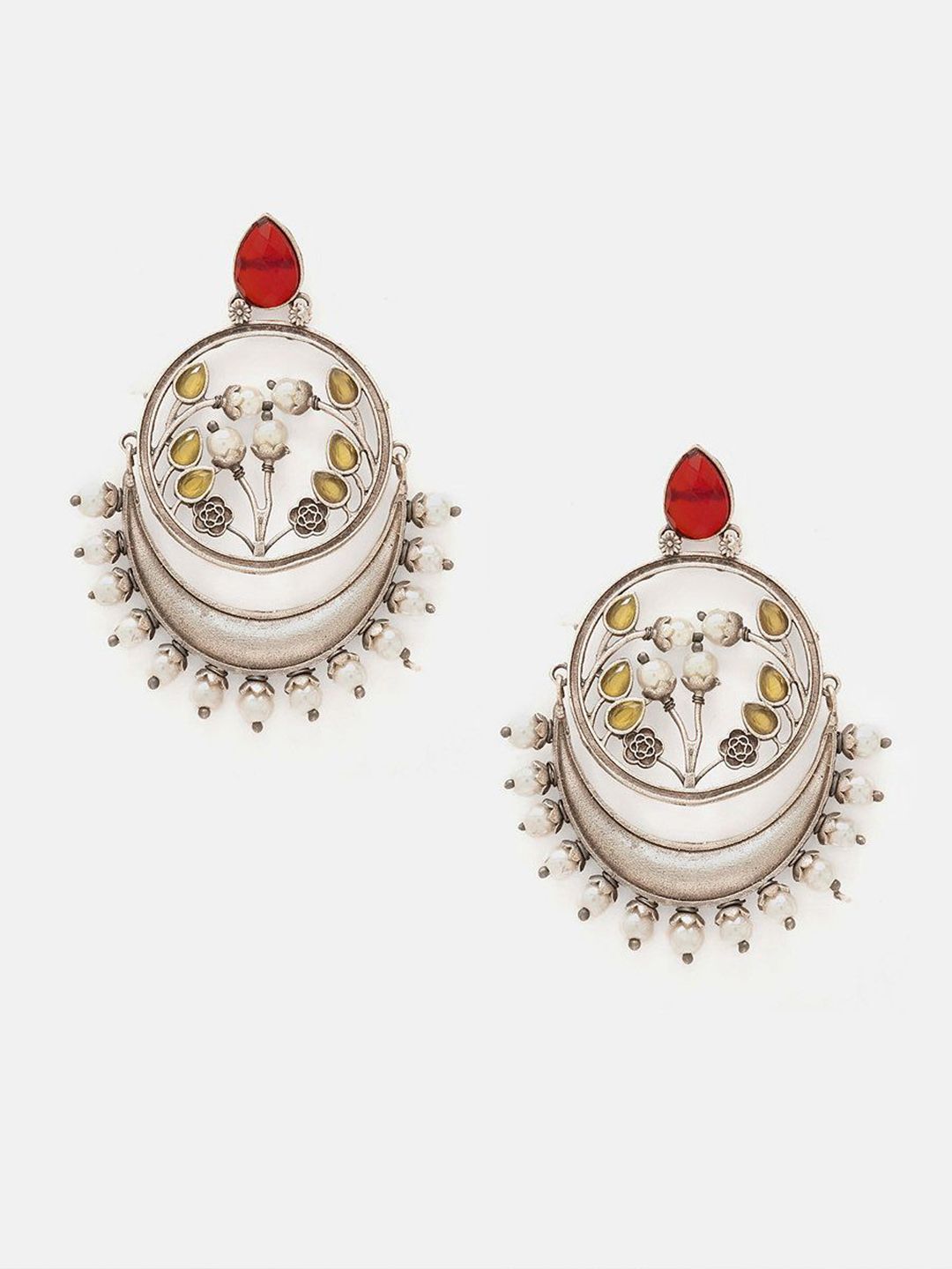 Ruby bersalut perak yang berlapis perak & manik-manik yang dioksasikan di teroksida chandbalis anting-anting