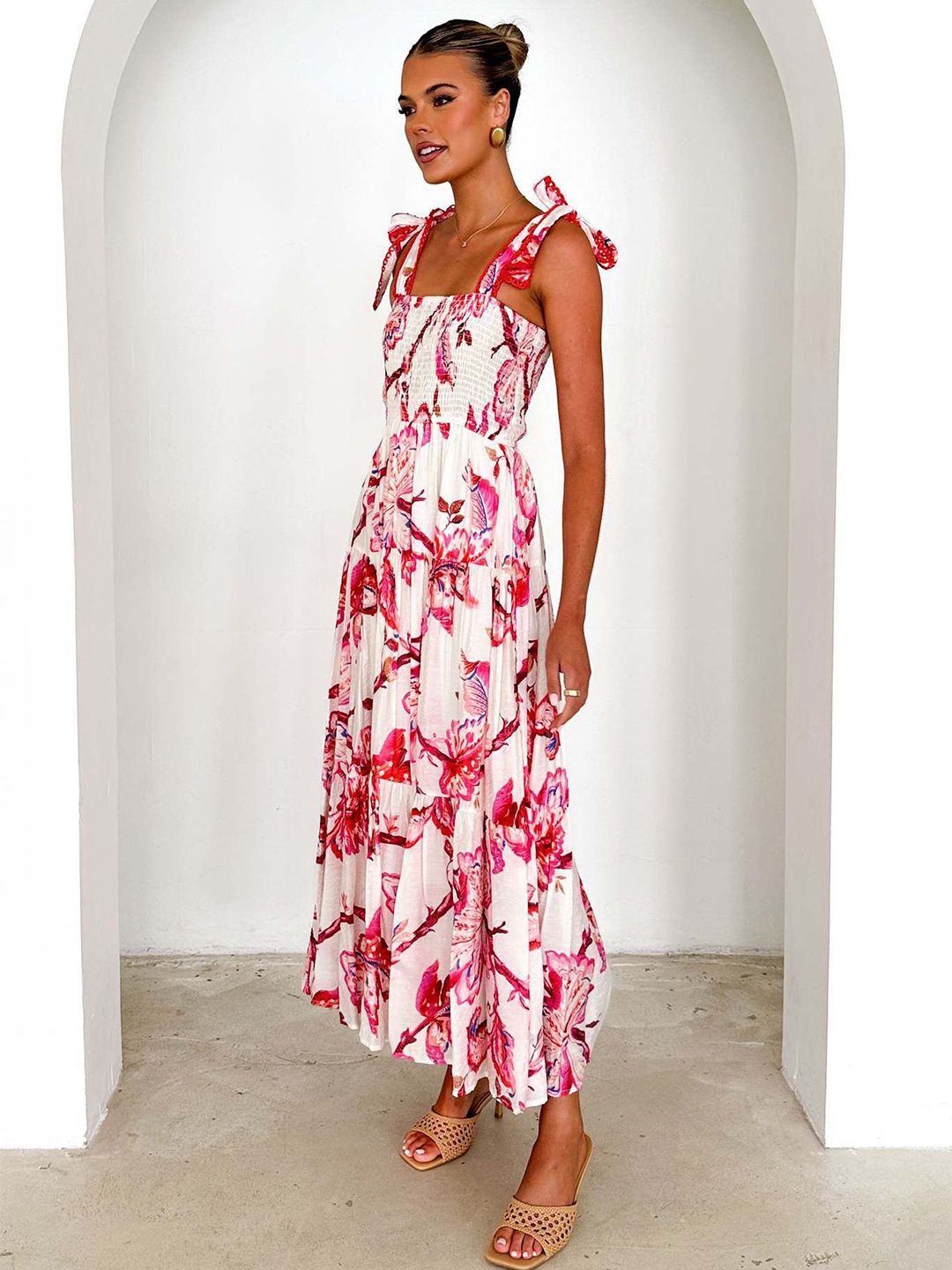 all about you Floral Printed Fit and Flare Maxi Dress