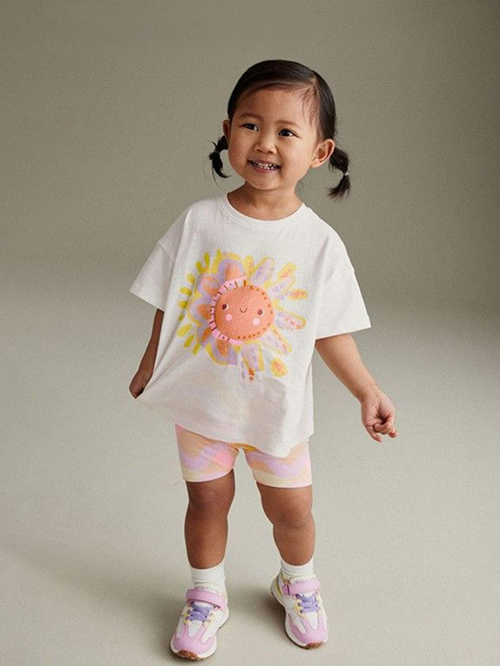 YK Girls Printed T-shirt with Shorts