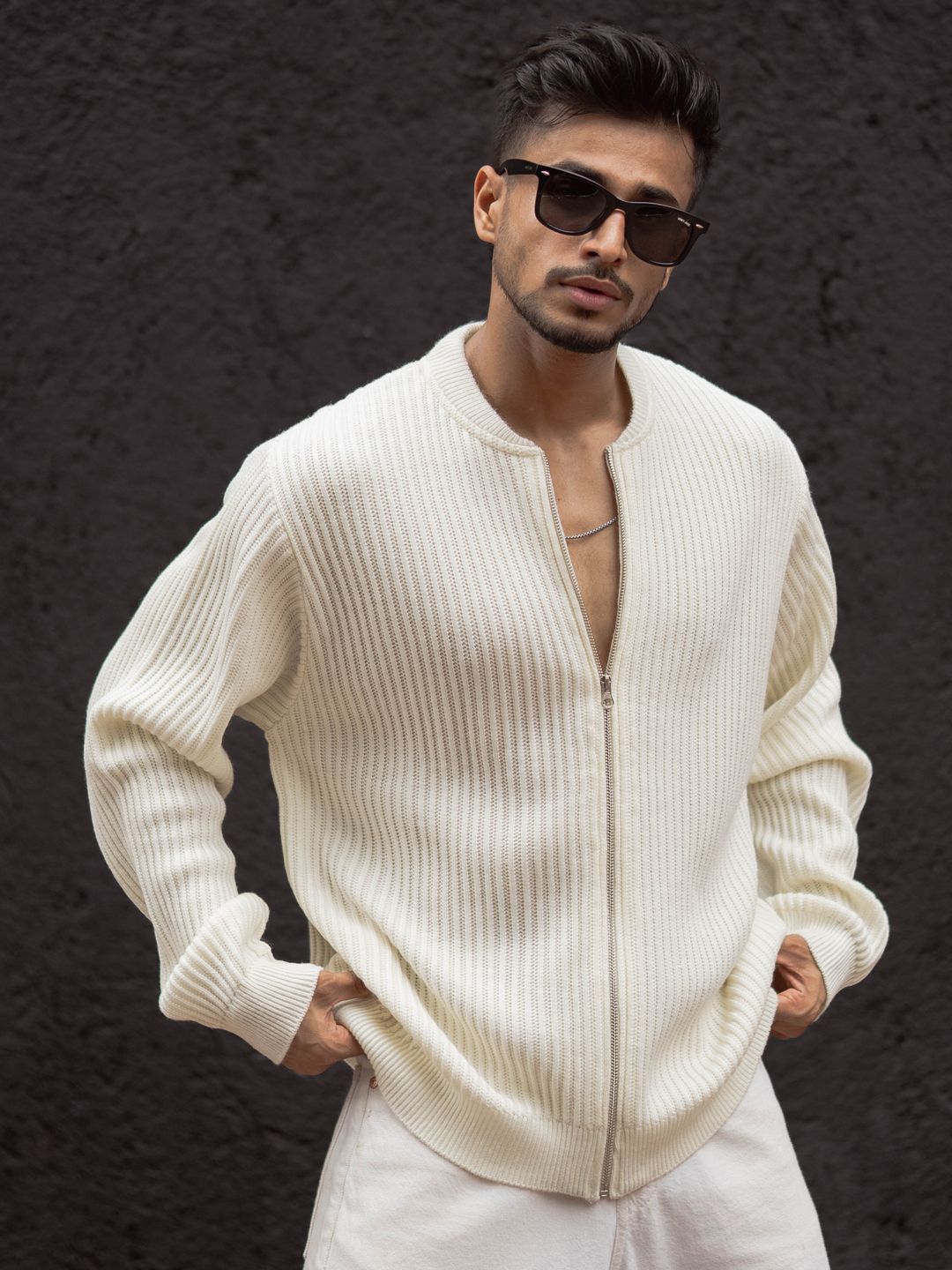 Powerlook Men Collarless Vertical Striped Casual Shirt