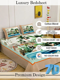 Myntra Elegant Homes Multicoloured Floral 400 TC Bedsheet with 2 Pillow Covers