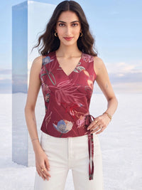 Mamicha Floral Print Wrap Top