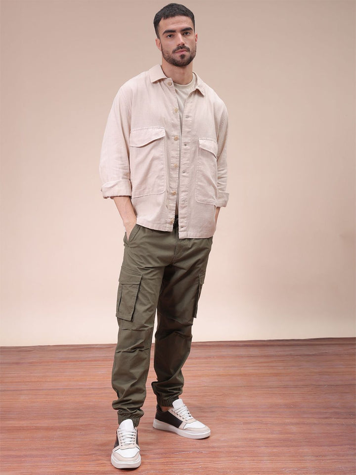 The Indian Garage Co Men Regular Fit Solid Double Flap Pocket Resortwear Overshirt
