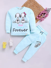 Happy Faces Girls Pure Cotton Peanuts Printed T-shirt with Joggers
