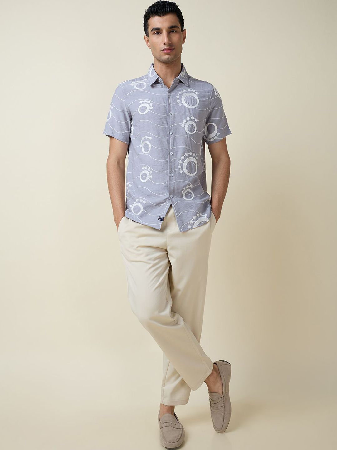 Thomas Scott Men Embroidered Regular Fit Casual Shirt