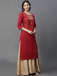 AURELIA Women Ethnic Motifs Yoke Design Thread Work Kurta