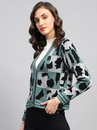 Monte Carlo Women Printed Woollen Longline Cardigan
