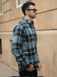 Powerlook SS25 Flannel Tartan Checked Pure Cotton Casual Shirt