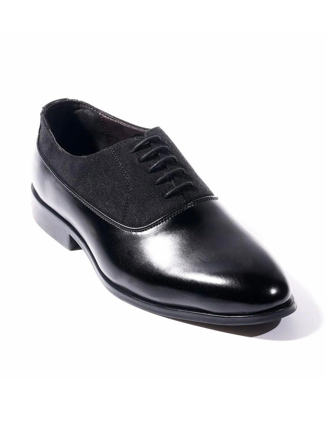 MONKSTORY Black Glossy-Suede Oxford Hybrid Lace-ups