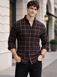 ADRO Men Standard Tartan Checks Baju Kasual Berpetak