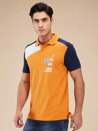 Being Human Men Colourblocked Polo Collar Cotton Slim Fit T-shirt