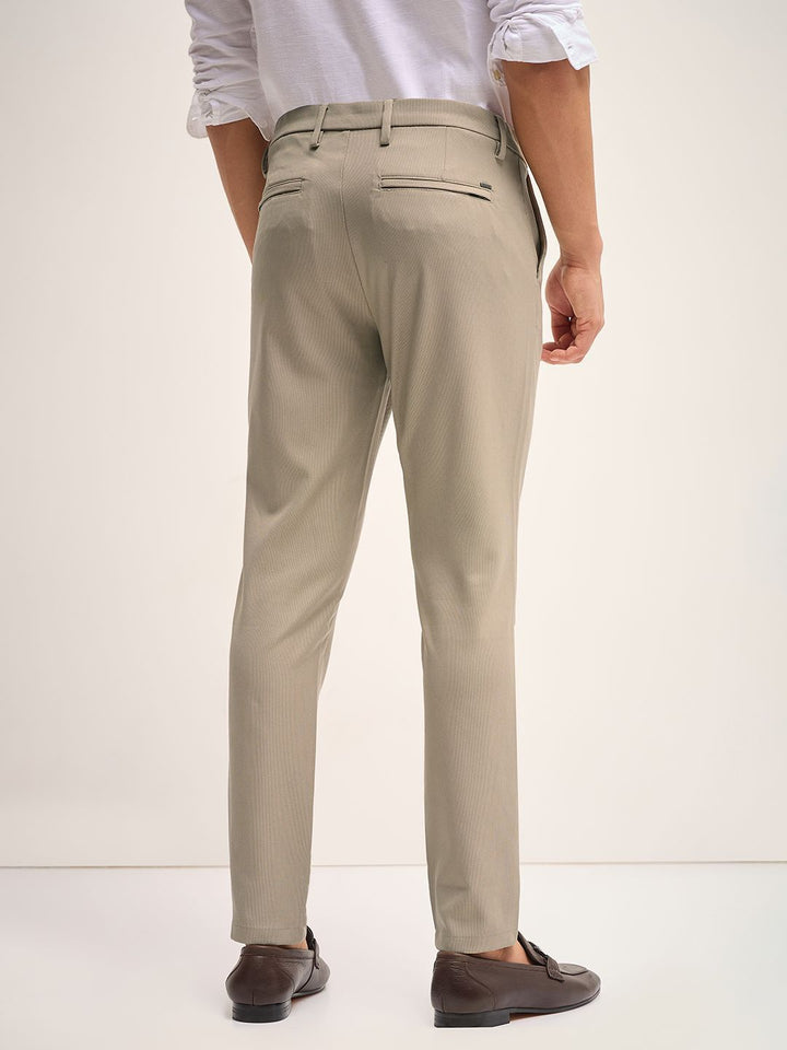 THE BEAR HOUSE Men Slim Fit Mid-Rise Flat-Front Trousers