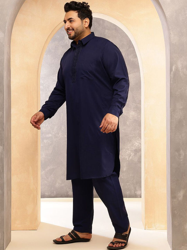 SOJANYA PLUS Shirt Collar Pathani Kurta With Pyjama