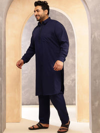 SOJANYA PLUS Shirt Collar Pathani Kurta With Pyjama