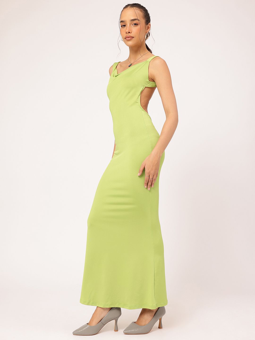 DressBerry Glossed Up Backless Maxi Sheath Dress
