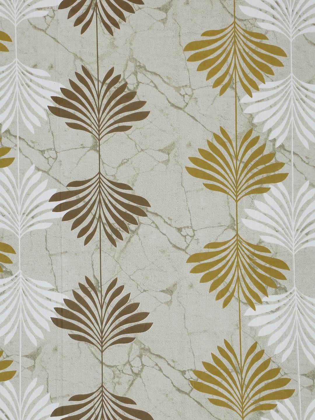 KLOTTHE Olive & Brown Floral Printed Cotton 400 TC King Bedsheet Sets 2.5 m x 2.25 m