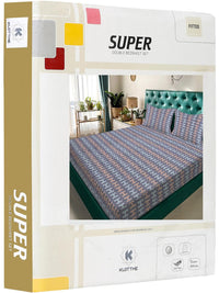 KLOTTHE Cadar Katil King 300 TC Bercetak Kelabu & Perang dengan 2 Sarung Bantal