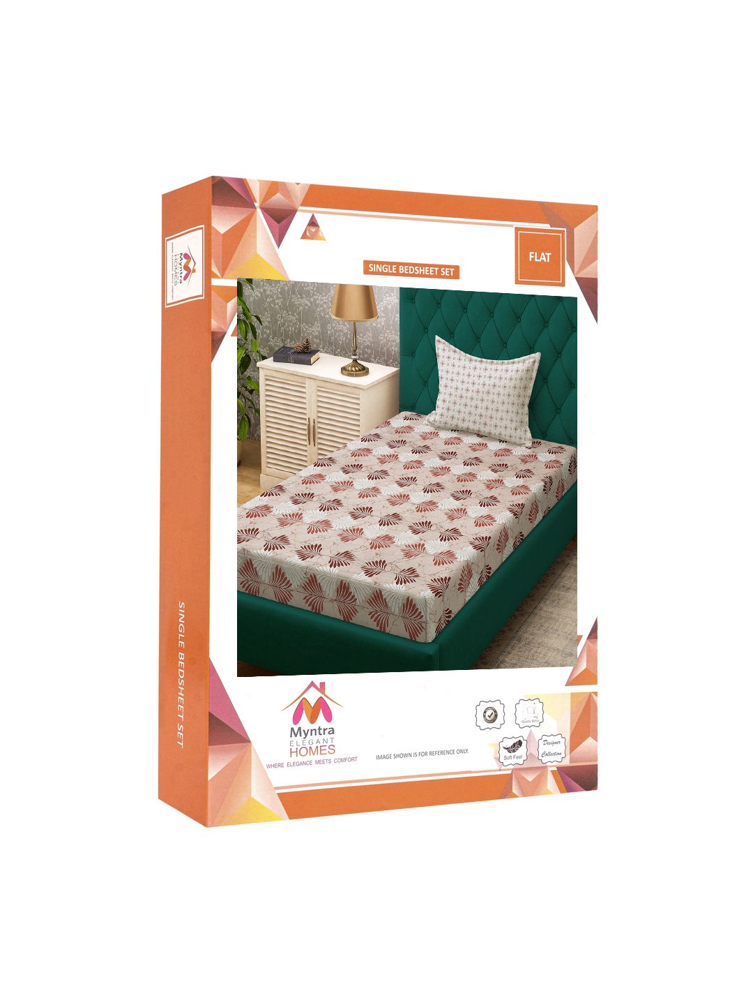 Myntra Elegant Homes Beige Floral 400 TC Cadar Tempat Tidur Single dengan 1 Sarung Bantal