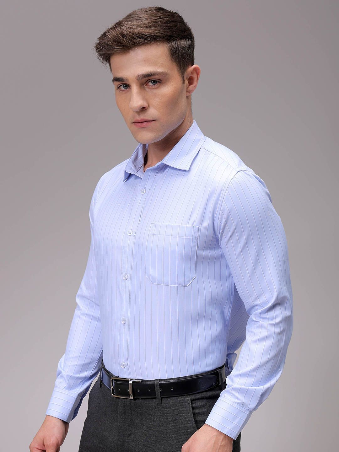 The Indian Garage Co. X Luxe Men Slim Fit Multi Stripes Opaque Striped Formal Shirt