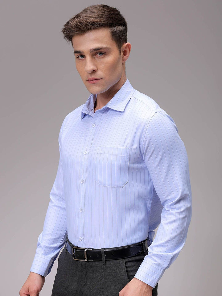 The Indian Garage Co. X Luxe Men Slim Fit Multi Stripes Opaque Striped Formal Shirt