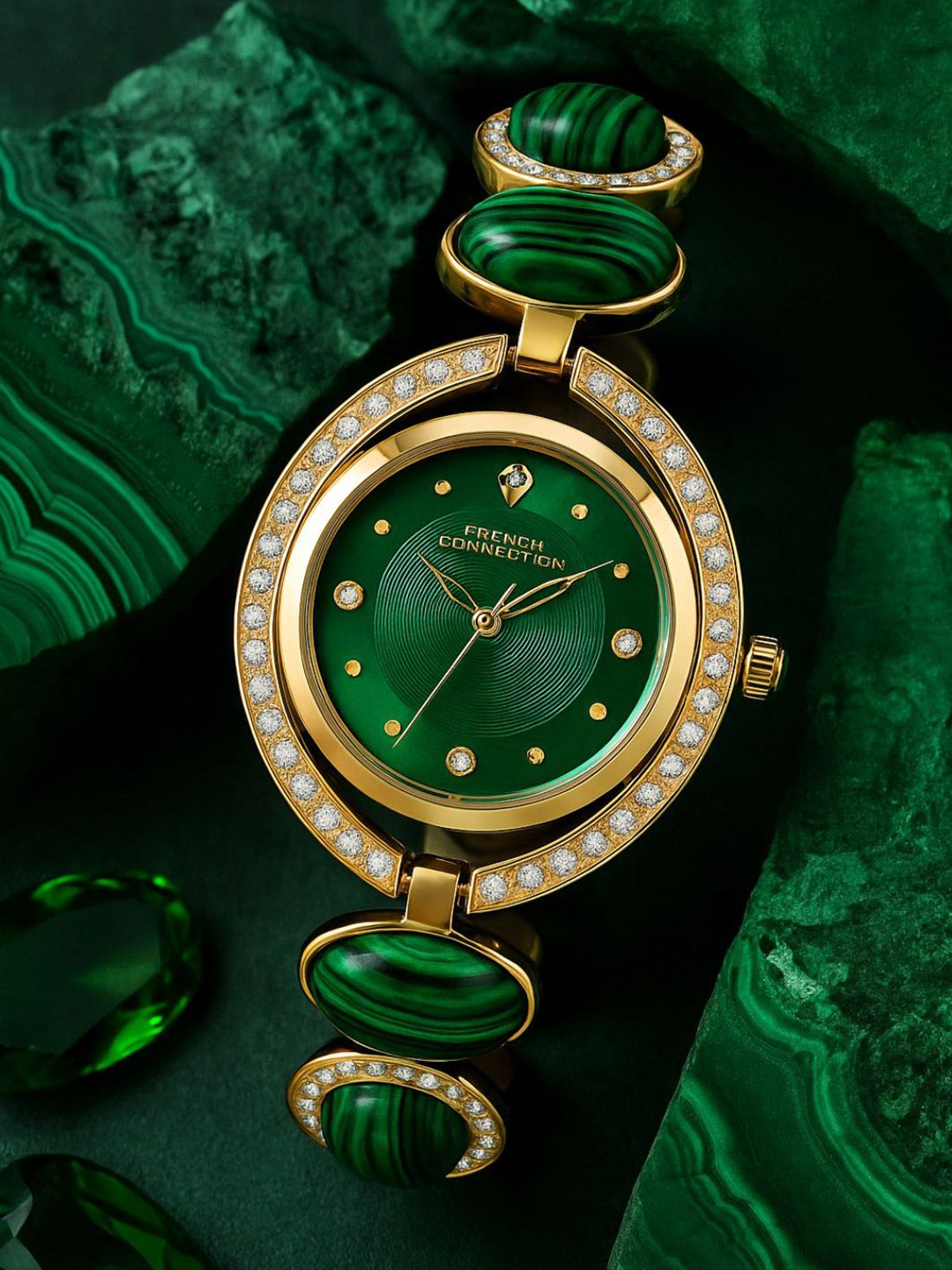 Sambungan Perancis Wanita Sunray Dial & Gelang Gaya Gaya Tali Analog Watch FCD1NGM