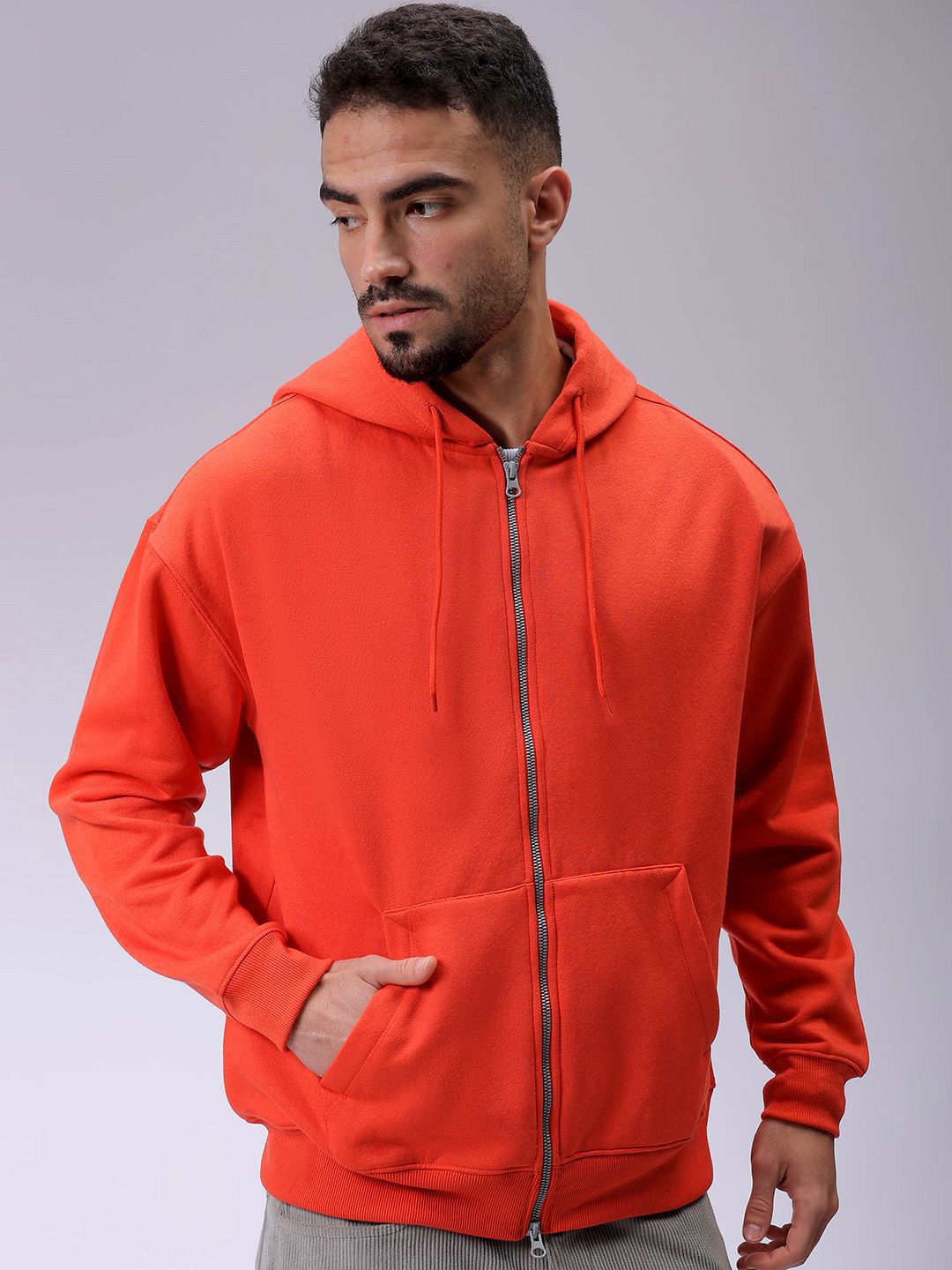 The Indian Garage Co Men Hooded Double Way Front Open Zipper Sweatshirt