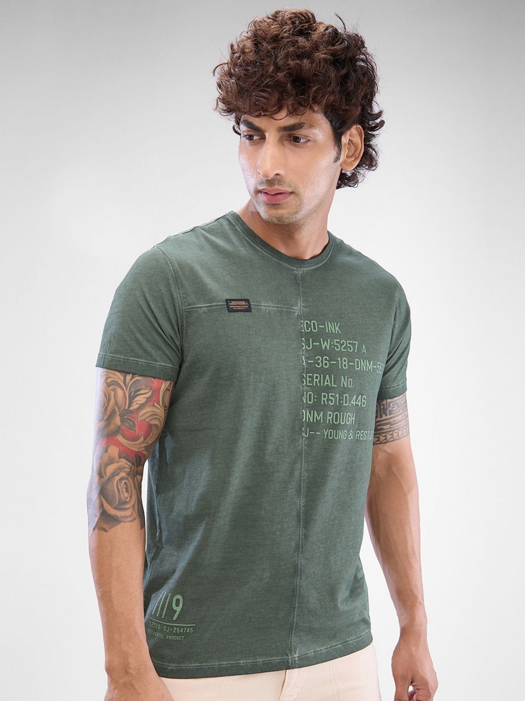 SPYKAR Men Typography Printed Round Neck Cotton T-shirt