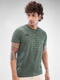 SPYKAR Men Typography Printed Round Neck Cotton T-shirt