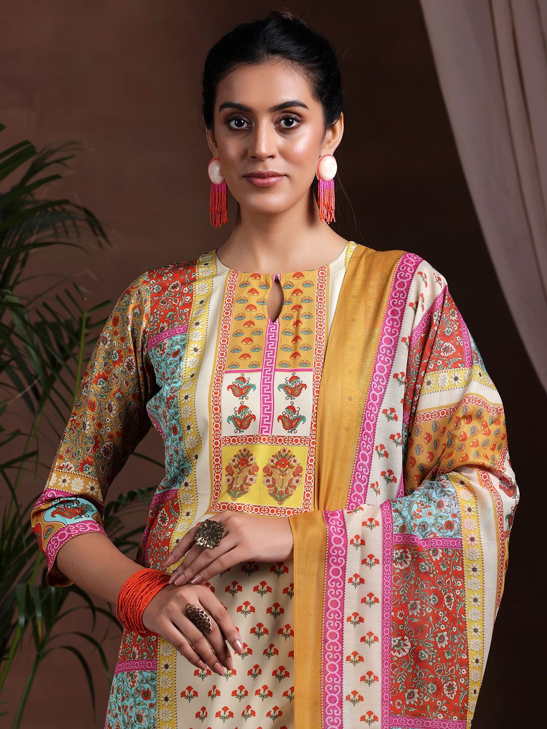 Libas Ethnic Motifs Printed Kurta with Trousers & Dupatta