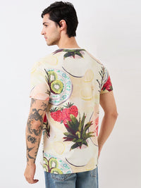 SPYKAR Men Graphic Printed Round Neck Cotton Slim Fit T-shirt