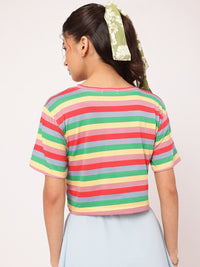 DressBerry Sweet Sensation Candy Stripes Cropped Boxy T-shirt