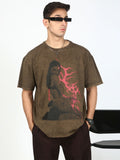 Bene Kleed Men Graphic Printed Acid Wash Cotton Oversized T-shirt