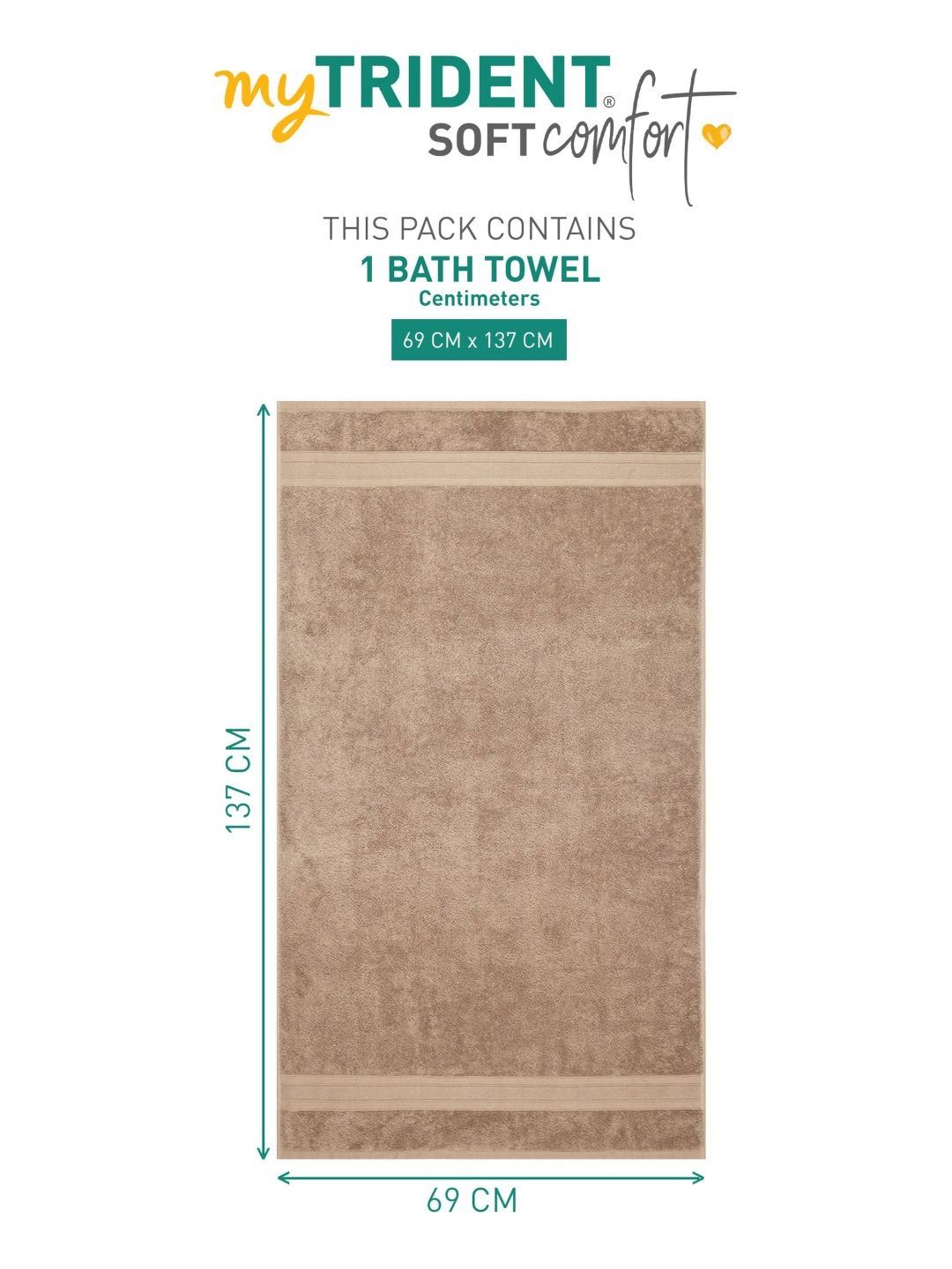 MYTRIDENT Brown Cotton 500 GSM Bath Towel
