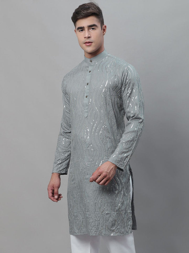 SOJANYA Ethnic Motif Embroidered Sequined Work Pure Cotton Kurta