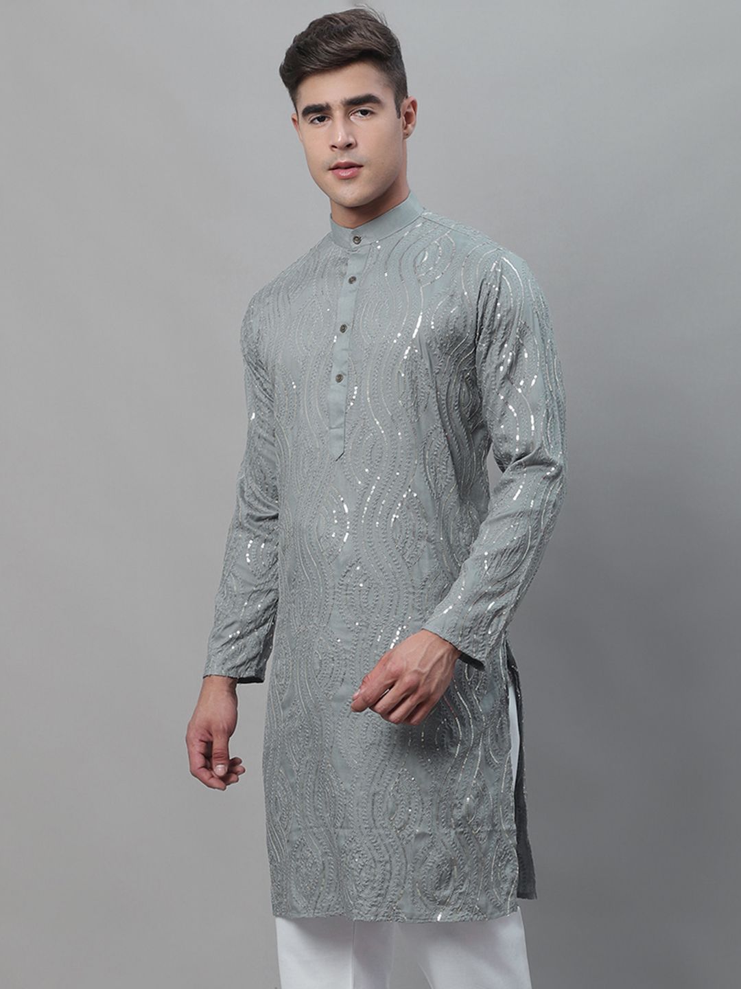 SOJANYA Ethnic Motif Embroidered Sequined Work Pure Cotton Kurta