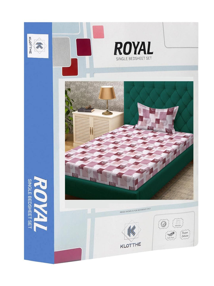 KLOTTHE Pink Geometric Cotton Single Bedsheets