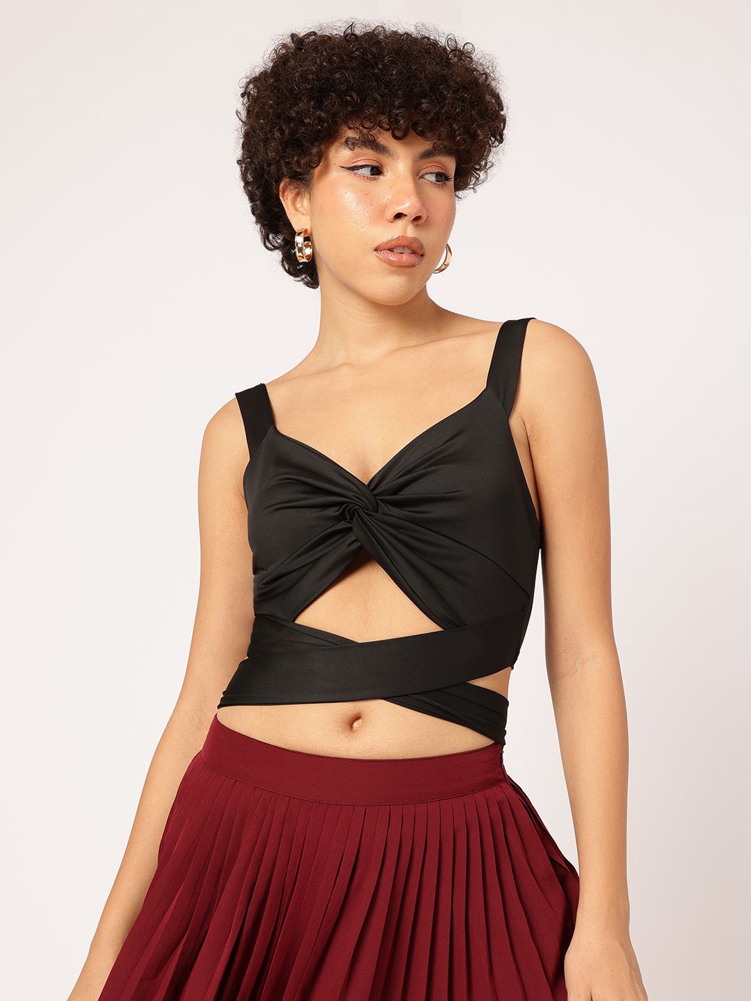DressBerry Twisted Twirl Tie-Up Crop Top
