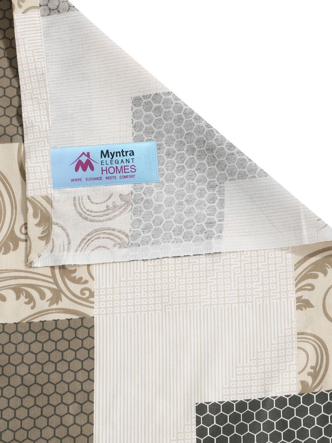 Myntra Elegant Homes Berwarna-warni & Hitam Geometrik 400 TC Cadar King dengan 2 Sarung Bantal