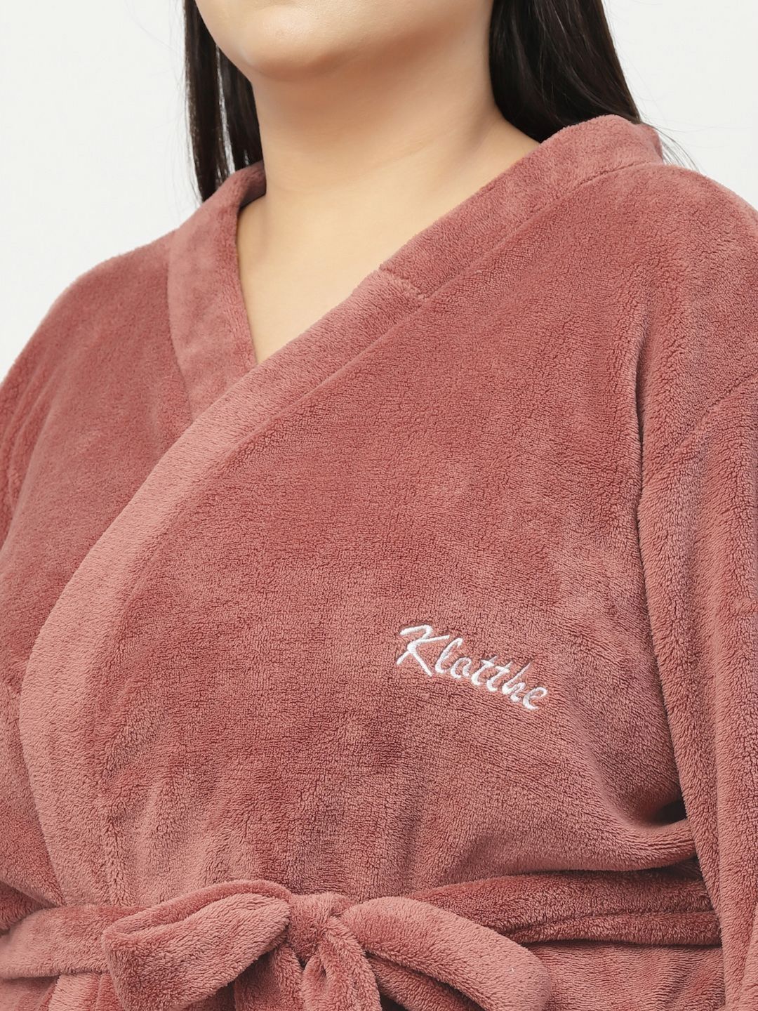 KLOTTHE Rust Shawl Collar Bath Robe With Belt